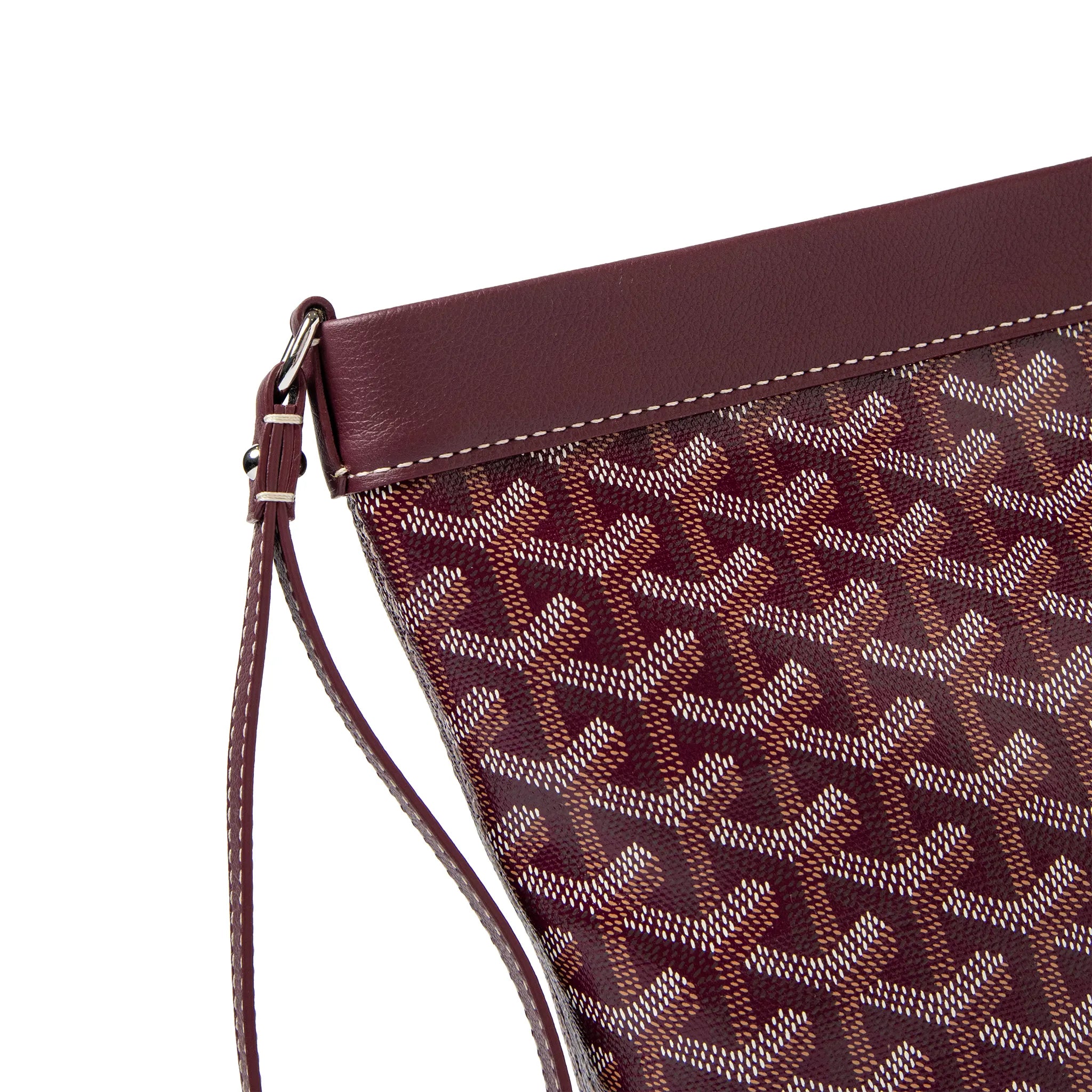 Detailed Side View of Goyard Conti Burgundy Pouch CONTIPPMLTY33CL33P